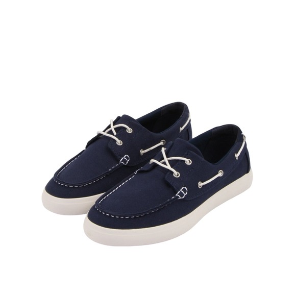 Timberland Mens Boat Shoes Canvas Deck Casual Slip On Loafers Navy - Picture 1 of 9